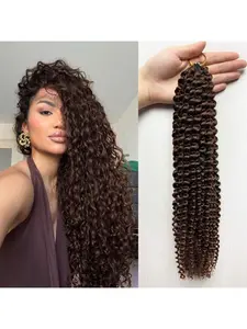 16 Inch Honey Human Crochet Hair for Black Women - 60g 100 Strands Pre-Separated Deep Wave Feather Invisible Crochet Hair Extensions