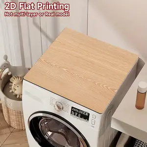 2D Flat, 1pc Light Wood Grain Washing Machine Mat - Non-Slip Decorative Laundry Room Mat for Top of Washer/Dryer, Durable Appliance Protector with Natural Wood Design, Laundry Room Decor, Washing Machine Cover, Household Items, Nonslip Backing