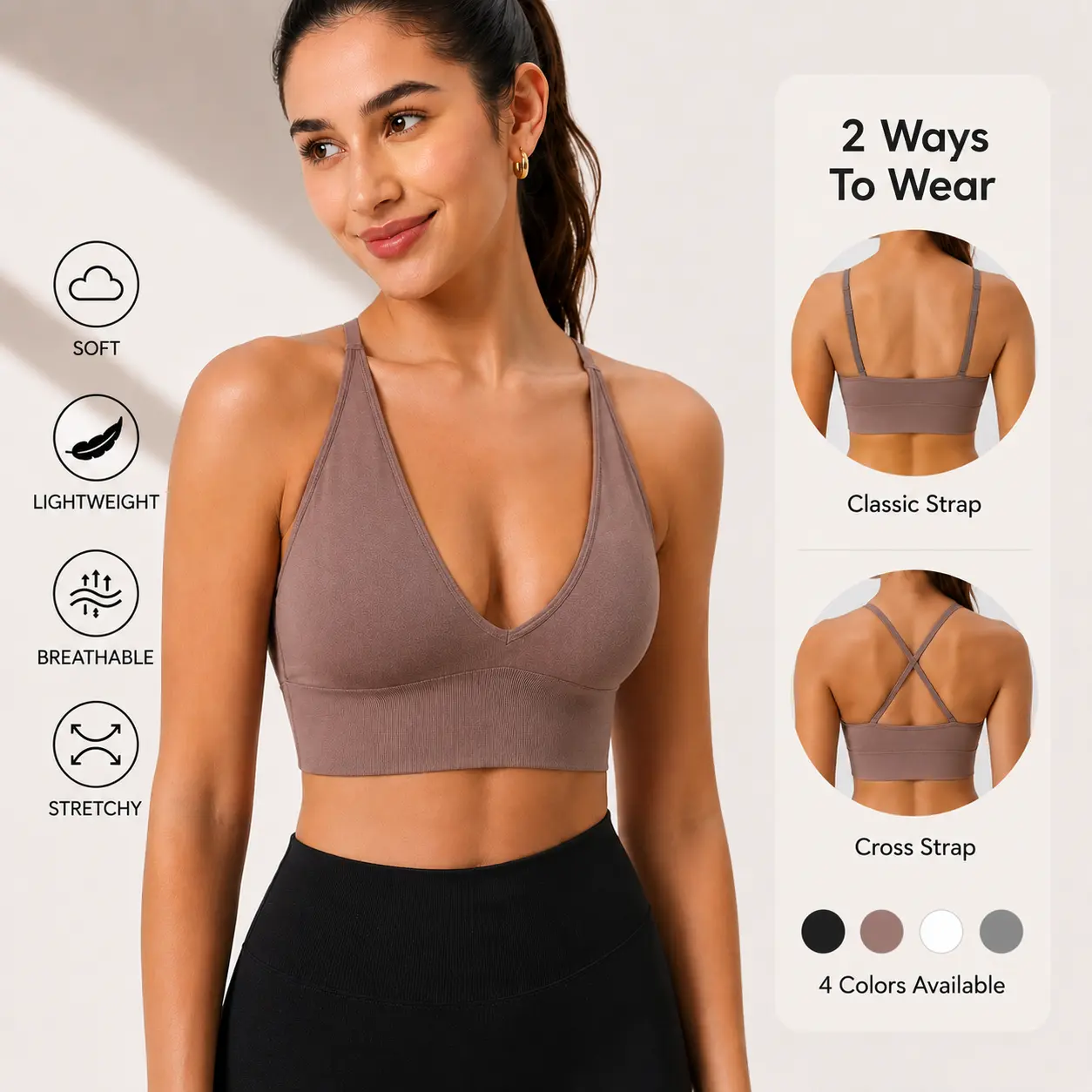 Women's Solid Criss Cross Backless Padded Workout Bra, Adjustable Strap Wireless Sports Bras, Ladies Sportswear for Indoor Outdoor Wear, Bras For Women, Sleeveless Sports Bras comfortable bra