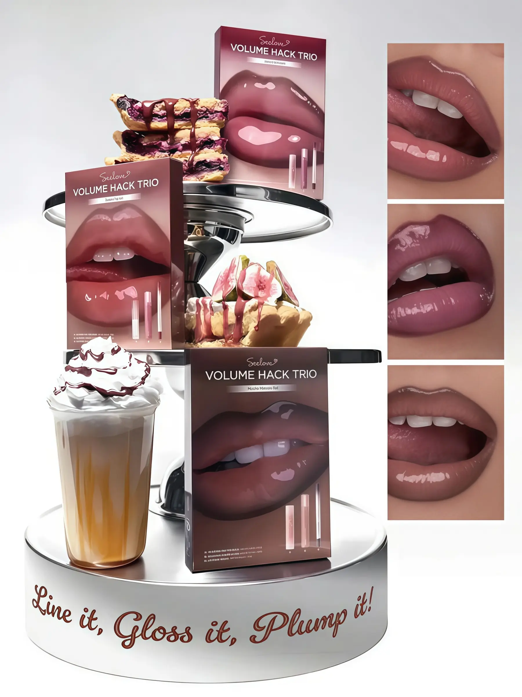 Seelove Viral Lip Combo Set | 3-in-1 Lip Plumper, Hydrating Lip Balm & Gloss Trio | Glossy Full Lips Makeup Set
