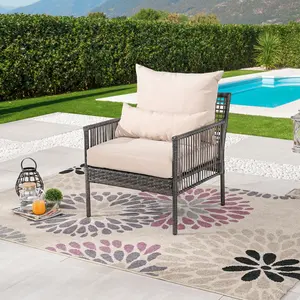 Top Space Patio Outdoor Furniture Set - All-Weather PE Wicker Rattan Sectional Sofa with Thick Cushions for Balcony Garden Pool