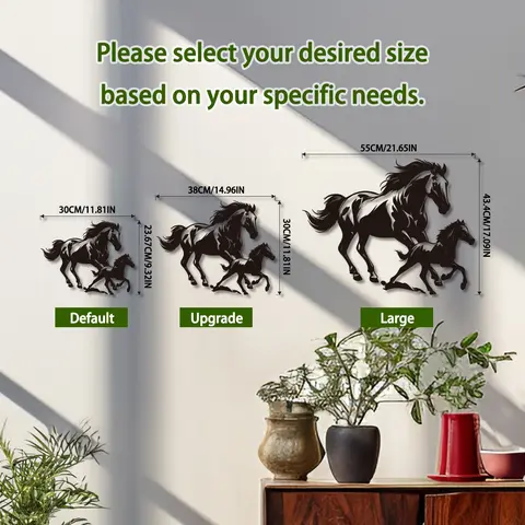 Elegant Horse-Shaped Metal Wall Art - 1-Piece Easy-to-Hang Decoration Items, 55x43.4cm(Large)/30x23.7cm Sizes, Western Decor Animal Face Hanging Decor, Farmhouse/Ranch Wall Accent, Gift for Horse Enthusiasts