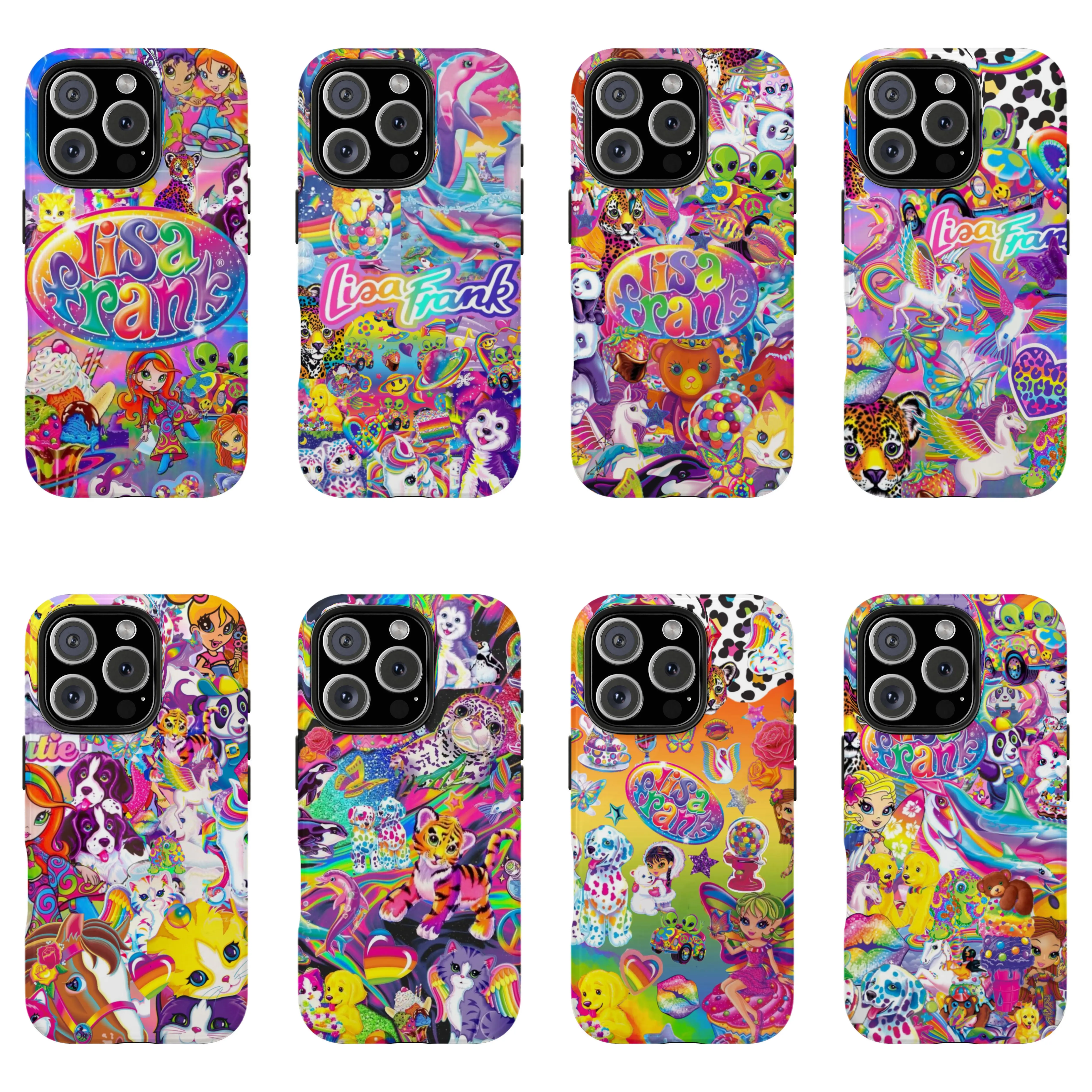 90s L1saFrank Psychedelic Rainbow Phone Case,Y2K 90s Nostalgic Neon Colorful Animal Collage Hard Protective Cover For iPhone 17 Pro Max 16 15 14 13 12 11 8 7 Plus for Samsung S26 Ultra S25 24 23 22 21 Case-Perfect Holiday Gift for her/him/fans