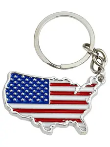 American Flag Keychain, Patriotic Usa Key Ring, July 4th Independence Day Gift, Travel Accessories for American Lovers, Map Key Holder