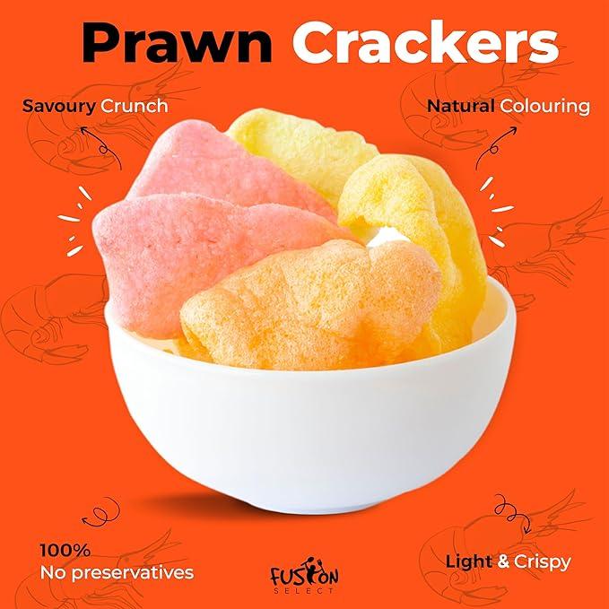 Fusion Select 1 Pk Uncooked Prawn Crackers - Multi-Colored Shrimp Chips for Sharing, Serving Snack Platters at Parties - Dehydrated Seafood Chips, Ready to Cook & Easy to Fry - Savory Asian Snacks 8oz