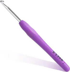 Crochet Hook, Ergonomic Crochet Hook, Smooth and Extra Long  Knitting Needles, with Soft Rubber Ergonomic Handle and Aluminum Tip, Perfect Beginner and Arthritic Crochet Hooks