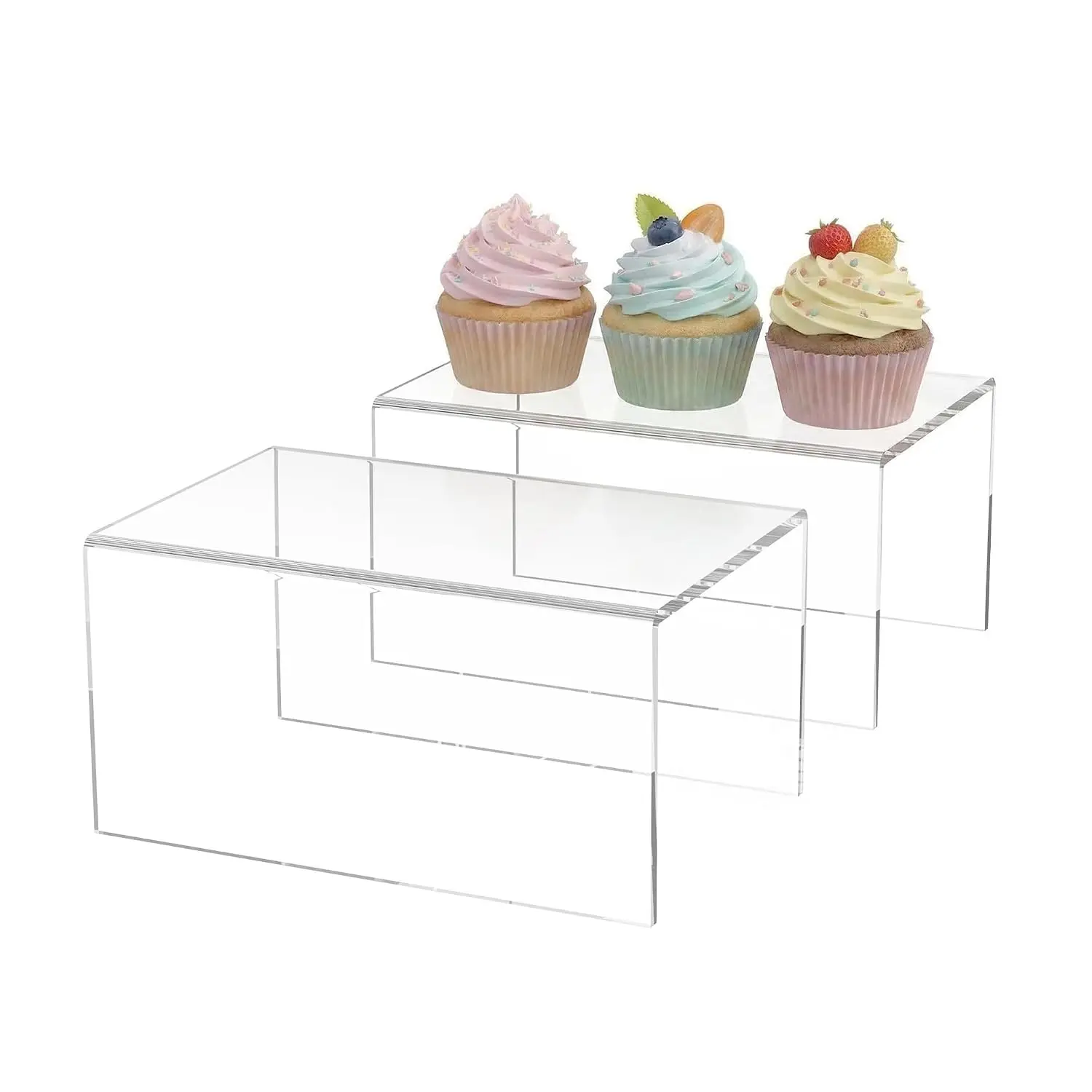Acrylic Shelf Riser 8x5.1x4 pack of 2, Clear Acrylic Stand for Funko Pop, Collectibles, Brand Store, Home Storage Organizer, 8x5.1x4 Inch