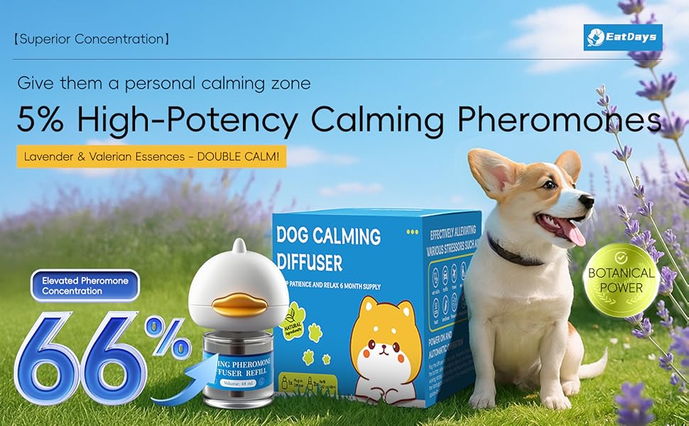 PRO! 30-Day Dog Calming Diffuser - Helps with Stress, Destructive Behavior, Pee Accidents, Separation Anxiety, Barking, Aggression & Chewing - 30-Day Refill Included - Packaging May Vary - Results May Vary
