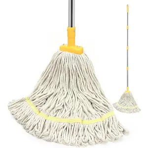 Indoor Mop with Strings for Floor Cleaning,  Mops with 59" Long Handle Household String Mop for Hardwood  Tile Floors Cleaning,1 Mop Handle & 1  Mop