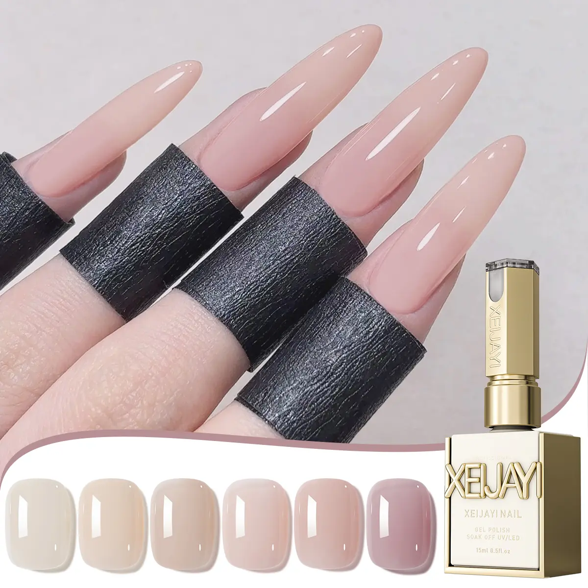 Women's 6PCS 15ML Multi-Pack Nail Gel Polish Set, 6-Color Ice Translucent Nude & Pink Manicure Cosmetic, UV/LED Soak-Off, Long-Lasting Salon-Quality DIY Nail Art, Alcohol-Free, Odorless Gift, Nail Polish