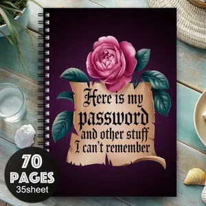  1pc 5.5x8.3inch Fun Spiral Password Notebook, Usernames, Passwords, Password Keeper for Home or Office, Password Organizer for Website Logins, Planner