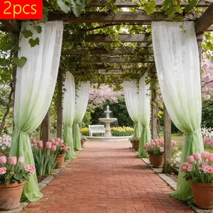 2-Pack Gradient Color Curtain, Spring Summer New Arrival, Rod-Pass Through, Suitable for Patio/garden Pavilion, Private Relaxing Space