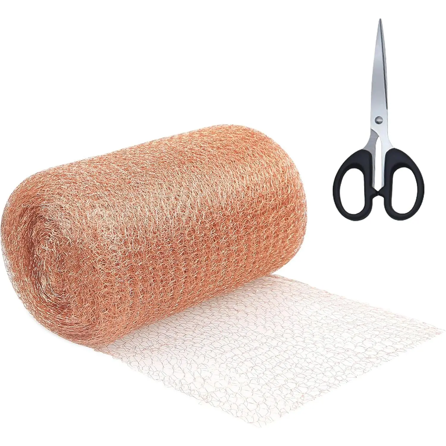 11 meters Pure Copper Mesh Rodent Pest Control, Copper Fine Wire Mesh Roll for Rat Snail Slug Birds Insect Deterrent for Garden（127mm * 11mm 12 thread+scissors）