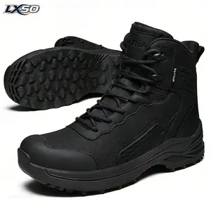 Lxso Metrostrike Men's Tactical Boots, 8 Inch, Lightweight Oxford Fabric, Breathable Mesh Lining, All-Day Comfort Non-Slip Safety Work Footwear for Motorcycle, Combat, Hiking, Security, Urban Patrol & Outdoor Activities