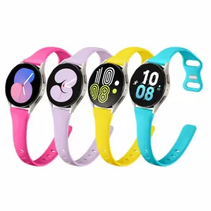 4-Piece Silicone Strap Set for Samsung Watch 4 5, Soft Thin Replacement Bands, Smart Watch Straps in Rose, Blue, Lavender, Compatible with Active 2 40mm & Pro 45mm