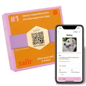 Tailr Smart Pet ID Tag for Dogs & Cats, Silent QR Code Design, Lifetime App Access Comprehensive Protection System
