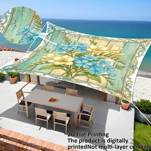 Outdoor Sunshade Cloth, Lightweight UV Protection Fabric, Floral Outdoor Curtain, Suitable for Patio, Beach, Picnic, Garden