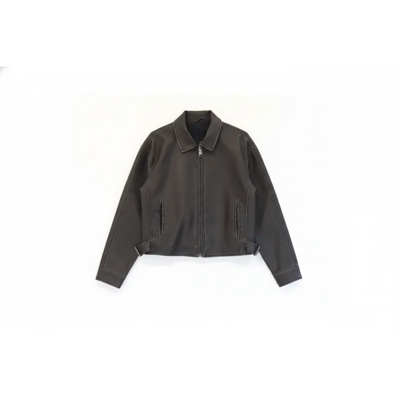 Grey Faux Leather Jacket