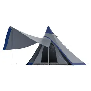 15.4'x15.4'x8.5' Teepee Tent, Waterproof Camping Tent with Porch Area, Floor and Carry Bag, for 2-3 Person Outdoor Backpacking Camping Hiking, Blue