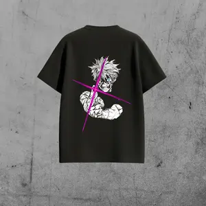 200g Heavyweight 100% Cotton T-Shirt - Anime-Inspired Cursed Eye Loose Fit Graphic Tee YZStudio