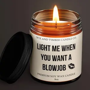 Light Me When You Want A BJ Candle | Premium 8oz Soy Candle | Adult Humor | Gift Custom Candle | Gift for Him | Funny Gifts | Couple