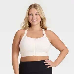Women's High Support Front Zip Bra - All In Motion Cream 42C