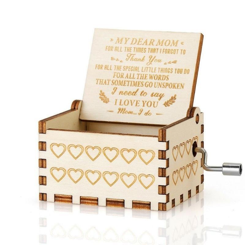 Handcrafted Wooden Hand-Crank Music Box the Perfect Mother's Day Gift for Mom