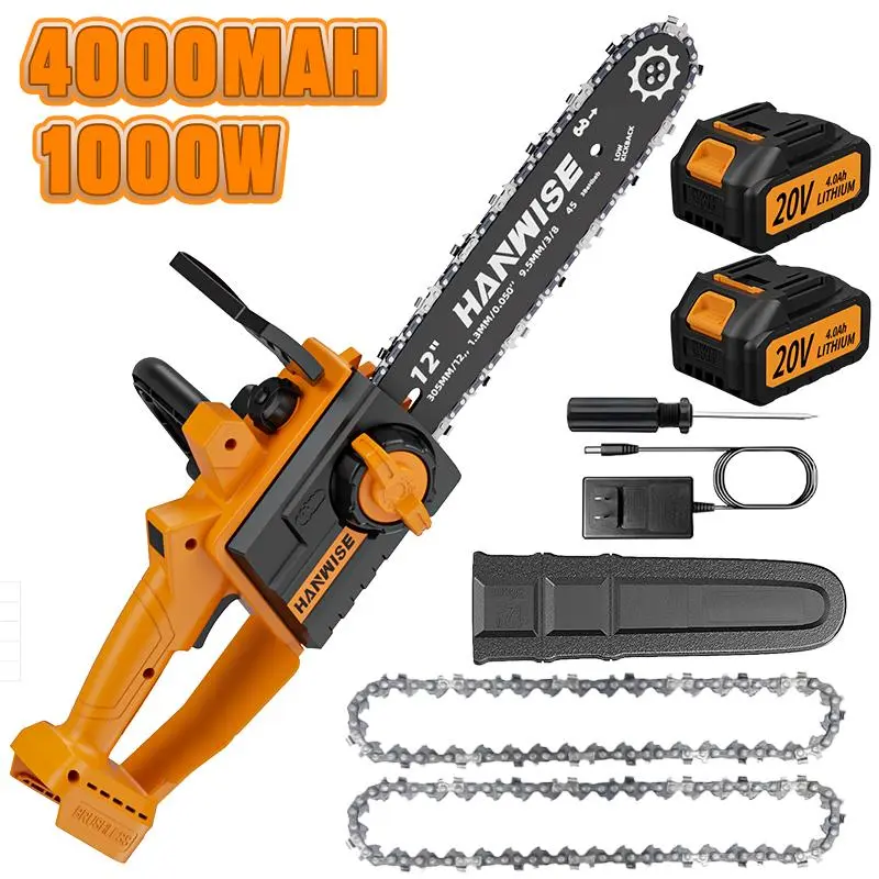 12-Inch Brushless Cordless Mini Chainsaw, Rechargeable Electric Hand Saw with High Torque Motor, Lightweight Anti-Slip Grip, Sharp Chain for Tree Trimming, Firewood Cutting, Portable Garden Tool for Gardeners