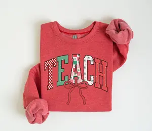 Christmas Teacher Sweatshirt, Festive Teaching Gift, Holiday Teach Crewneck, Gift For New Teacher, Student Teacher Sweatshirt, Preppy Winter Teacher
