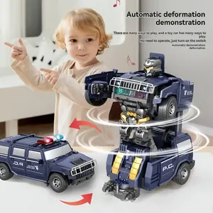 Electric Transforming Robot Car - Transforming Police SUV - Automatic Deformation for Man, for Transforming for Man, Birthday Gift for Youngsters, Valentine'S Day Gift, Battery Self-Powered