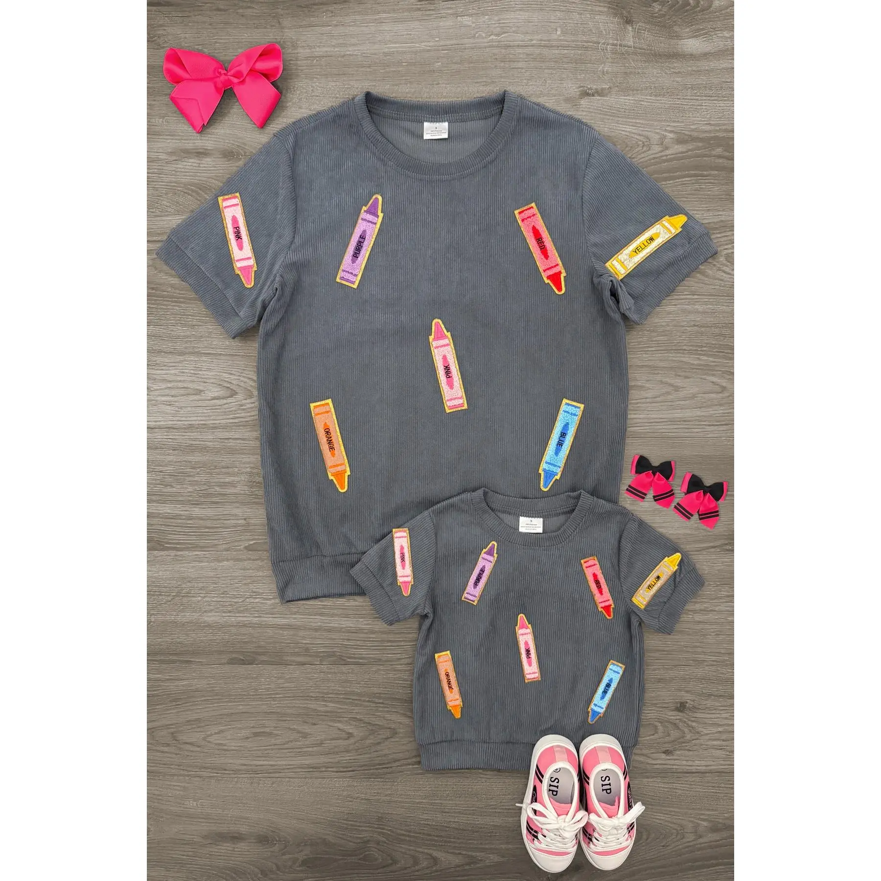 Mom & Me - Gray Corduroy Crayon Top