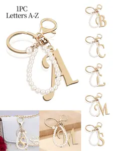 Elegant Pearl Letter Keychain, A-Z 3D Pendant, Detachable Pearl Chain, Fashion Alloy Keyring, Perfect Gift for Women