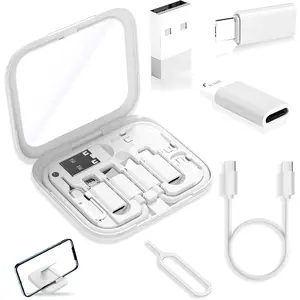 USB-C to USB Adapter, USB C to Lighting Cable Box Contains Makeup Mirror/USB C Cable/Micro USB to USB C/USB A to USB C, Cell Phone OTG Adapters for iPhone 14/15, Google Pixel, Samsung Galaxy…