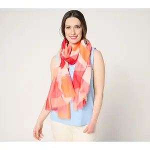 Complliments Long Printed Fashion Scarf With Fringe Detail