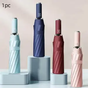 Sturdy & Durable 10 Bone Automatic Folding Umbrella, Thick Design, Ideal for Protection & Shade, Perfect for Everyday Use, Portable, 1pc, Rainproof Umbrella