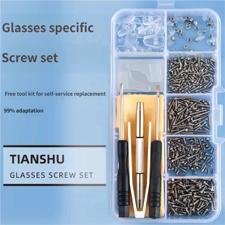 Eyeglass Repair Tool Set: Eyeglass Screws, Nose Pad Screwdriver, Frame & Arm Repair Parts, Storage Box