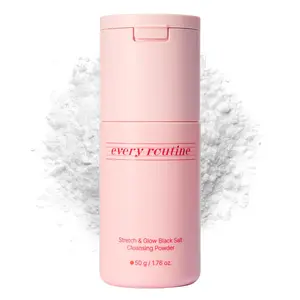 Stretch Glow Black Salt Cleansing Powder – Powder-to-Foam Exfoliating Cleanser with Hawaiian Black Salt Kaolin, Pore-Clearing Daily Face Wash (50 g / 1.76 oz)