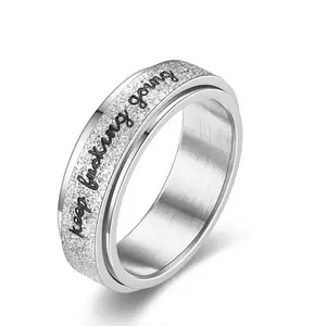 Women's finger spinner ring to relieve anxiety, personalized inspirational quotes, unisex, a great encouragement gift for friends, sizes 7, 8, 9, 10.