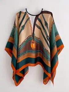 Boho Style Chain & Floral Print Scarf, Casual Versatile Shawl for Women, Fashion Accessories for Daily Wear, Beach Sun Protection Shawl, Casual Soft Shawl