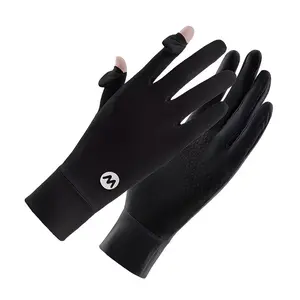 Ice Fiber Fabric Half-Finger Gloves for Driving, Lightweight Summer Version, And Mid-Length Breathable Gloves with Two-Finger Flip for Electric Bike Riding Running Driving Fishing