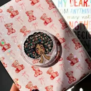 Happy Black Girl Bookshelf Phone Grip, Cute Book Girl Pop Socket For Readers, Aesthetic Phone Grip Accessory For Kindle