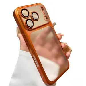 Frosted Transparent Phone Case For iPhone 17 16 15 14 13 12 Pro Max 17 Air Ultra Thin Plating Cover Funda For iPhone 17 Pro With Lens Film Case