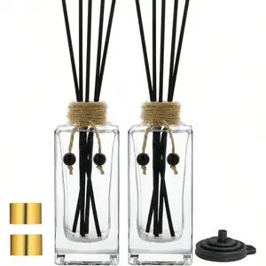 Glass Diffuser Bottles Set Of 2 Reed Diffuser Bottle 5oz 155ml Clear Empty Essential Oil Decorative Bottle Set Reusable Apothecary Perfume Jar Giftj68y