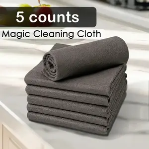 5-Piece Magic Cloth Set for Glass Cleaning, Thick No-Residue No-Streak Mirror Wipes, Non-Fuzzy Cleaning Cloths, Ideal for Windows and Mirrors, Durable Clean Soft