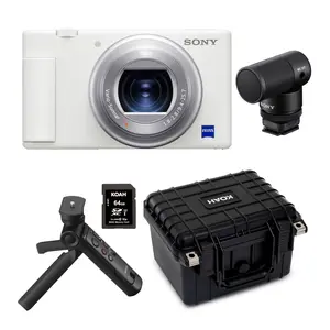 Sony ZV-1 Camera for Content Creators (White) with Mic and Accessory Kit