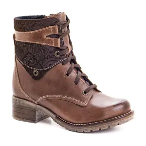 Dromedaris Leather Lace-Up Ankle Boots- Kara Print (Wide)