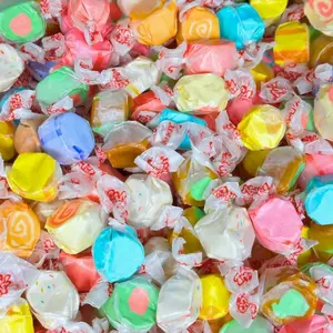 Premium Assorted Saltwater Taffy Chewy Candy 12 Fun Flavors Bulk 1 LB Bag Banana, Watermelon, Grape & More 60+ Pieces Individually Wrapped Nut & Gluten Free (16 Oz)