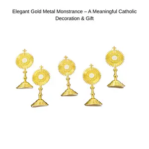 Eucharist Monstrance Small for Communion or Religious Celebrations - Elegant Gold Metal Catholic Decoration & Gift