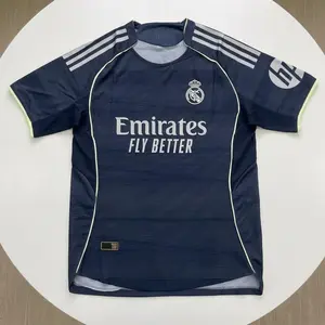 Real Madrid 2025/26 Away Soccer Jersey Blue Black Premium Football Shirt for Fans High Quality