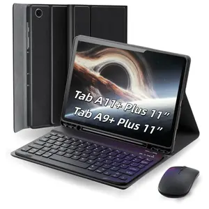 Keyboard Case Compatible for Samsung Galaxy Tab A9+/A9 Plus 11 Inch 2023, Bluetooth Keyboard Cover With BT Mouse and Pencil Holder For Model SM-X210/X216/X218, Black